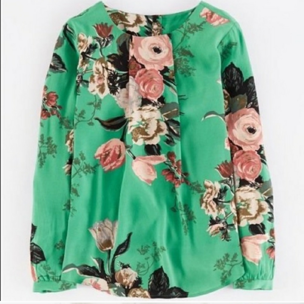 Boden Tamara green floral blouse size 6